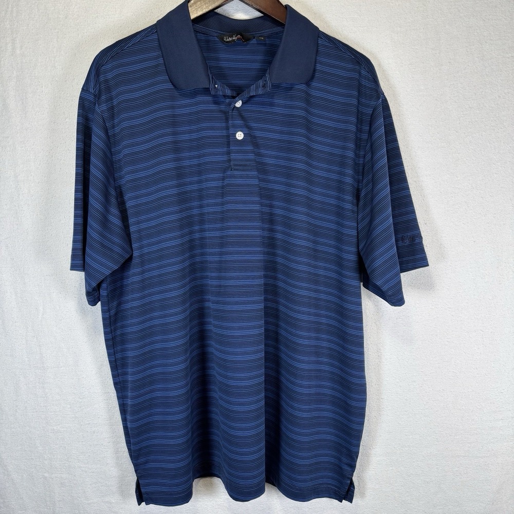 Walter Hagen Golf Polo Shirt Mens XL Blue Stripe Performance‎ Short Sleeve